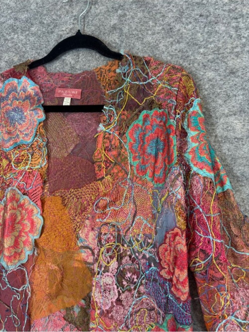 Pazuki London Silk Blend Floral Lace Patchwork Jacket Boho Chic P Small - Picture 3 of 16